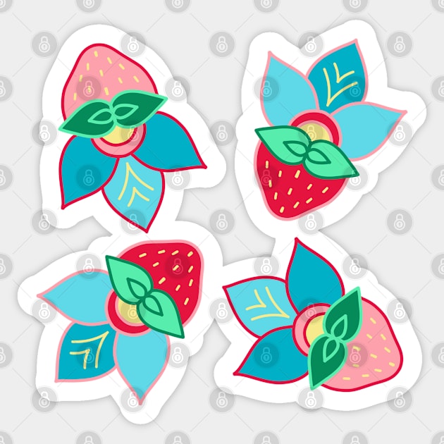 Strawberry Floral by Niibidoon Sticker by Niibidoon